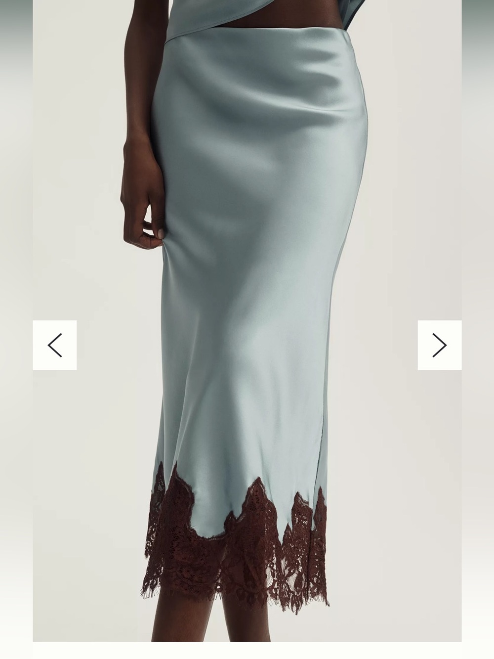 REFORMATION Reformation Carolina Lace-Hem Silk Midi Skirt - Picture 2 of 4